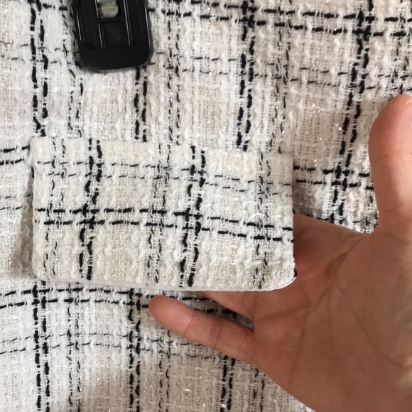 Cream and black with silver threads zip up dressy formal high rise shorts size M - Picture 6 of 15